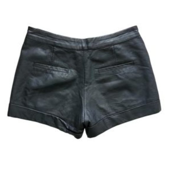 French Connection Cult Connection Cuffed Faux Leather Shorts Black - Picture 7 of 8